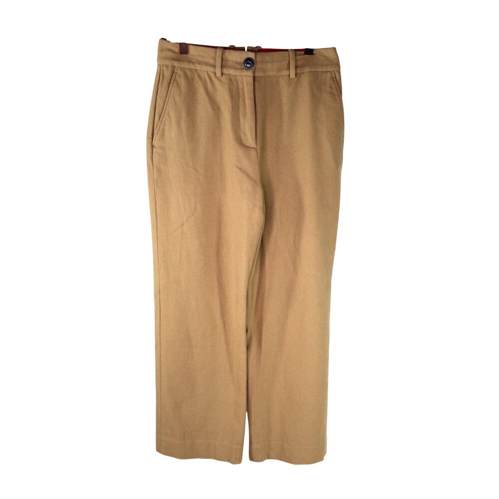 Rag & Bone stretch wool blend trousers pants camel cropped straight leg 2 crop - Picture 2 of 9